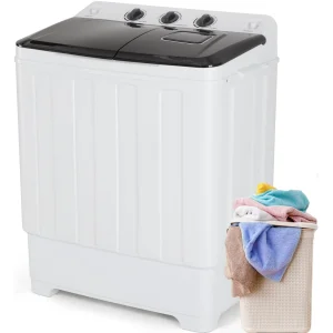 Qhomic Portable Washer 30lbs, 2-in-1 Twin Tub Washer & Dryer